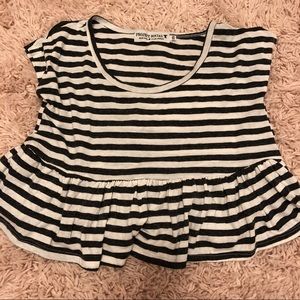 Stripe crop baby doll tee